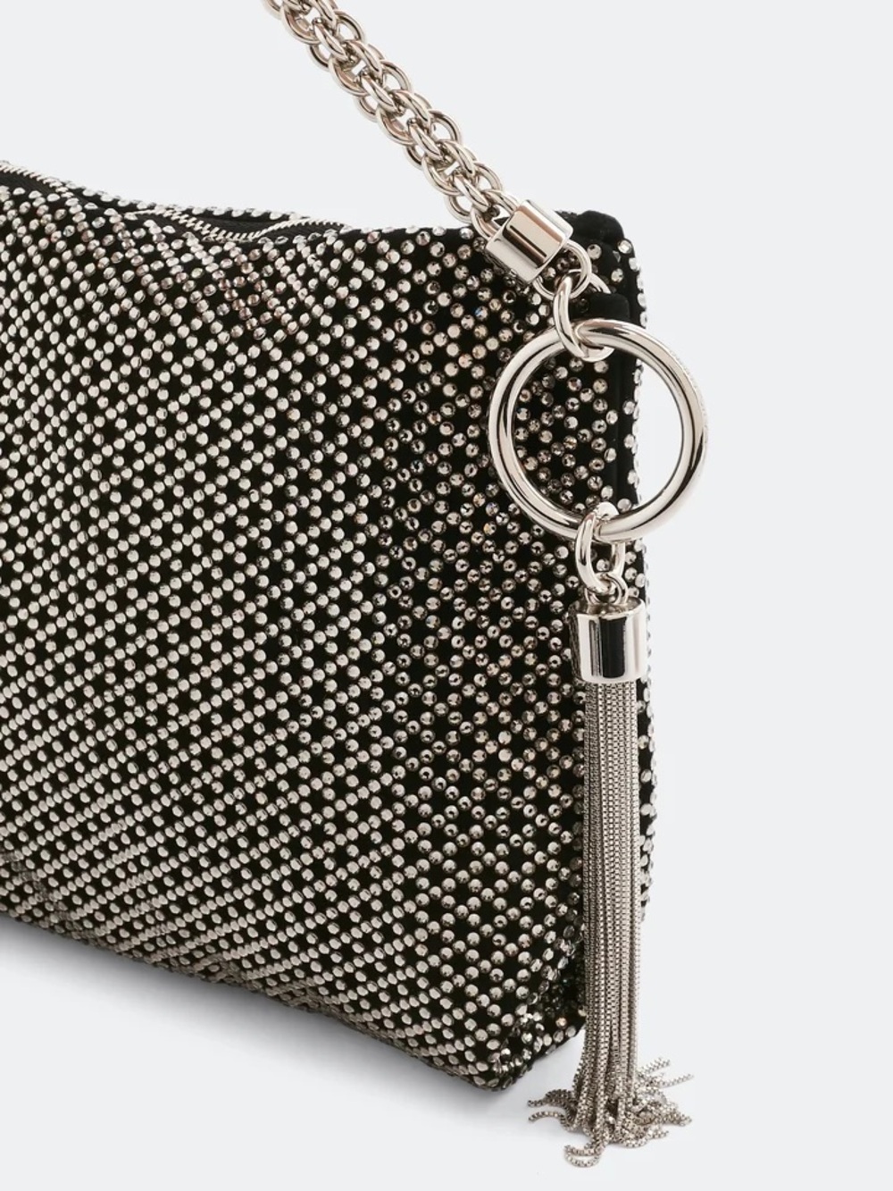 Jimmy Choo Callie Crystal Black
Silver Handbag Tassel Evening Clutch